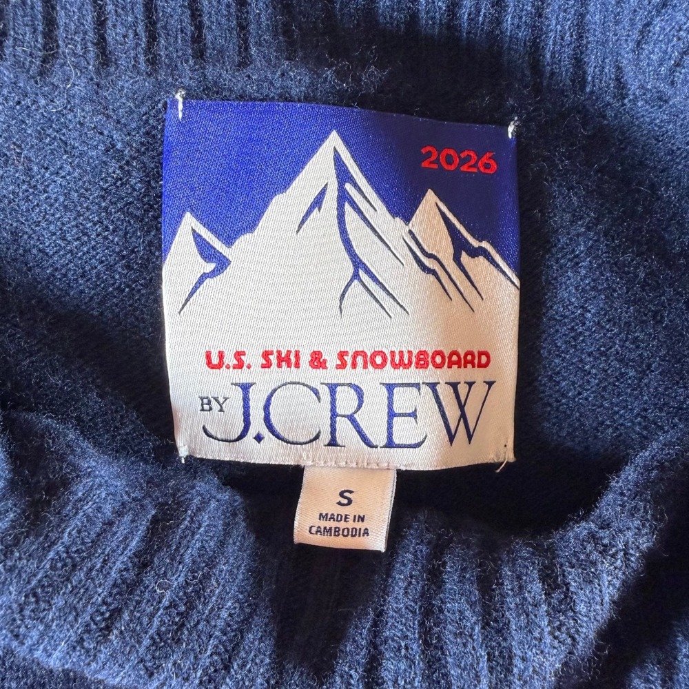J.Crew U.S. Ski & Snowboard Lambswool Mountain Sweater Navy Red Mens Small 2026 - Picture 7 of 9